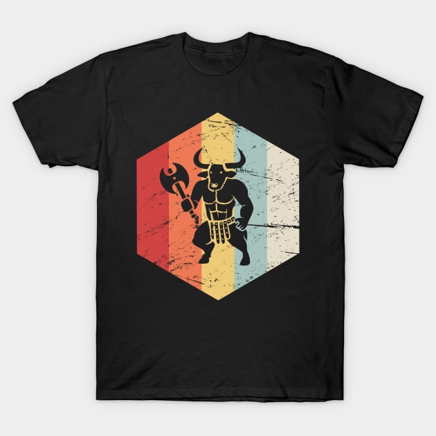 Retro Vintage Greek Mythology Minotaur Icon T-Shirt by MeatMan